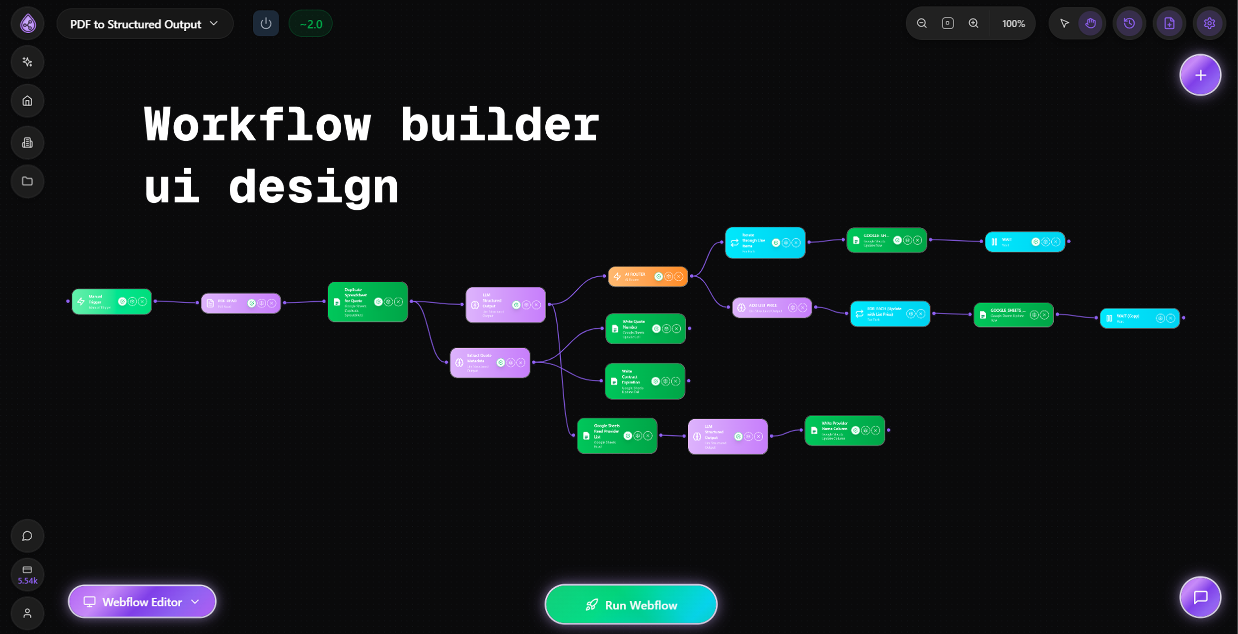Workflow builder UI design